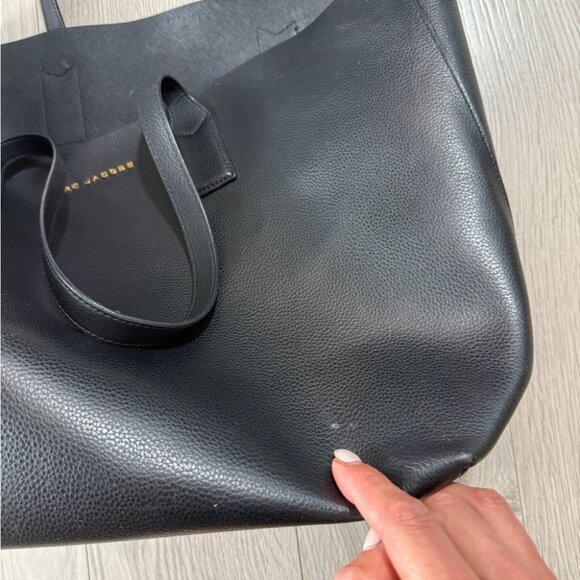 Marc Jacobs Black Large Leather Tote Work Travel Bag - Picture 7 of 12
